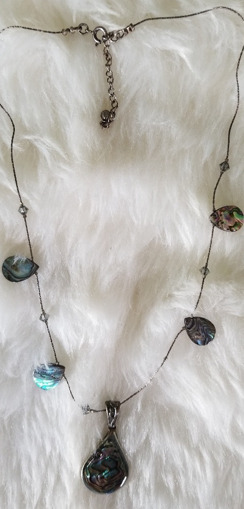 Dainty teardrop shaped abalone necklace